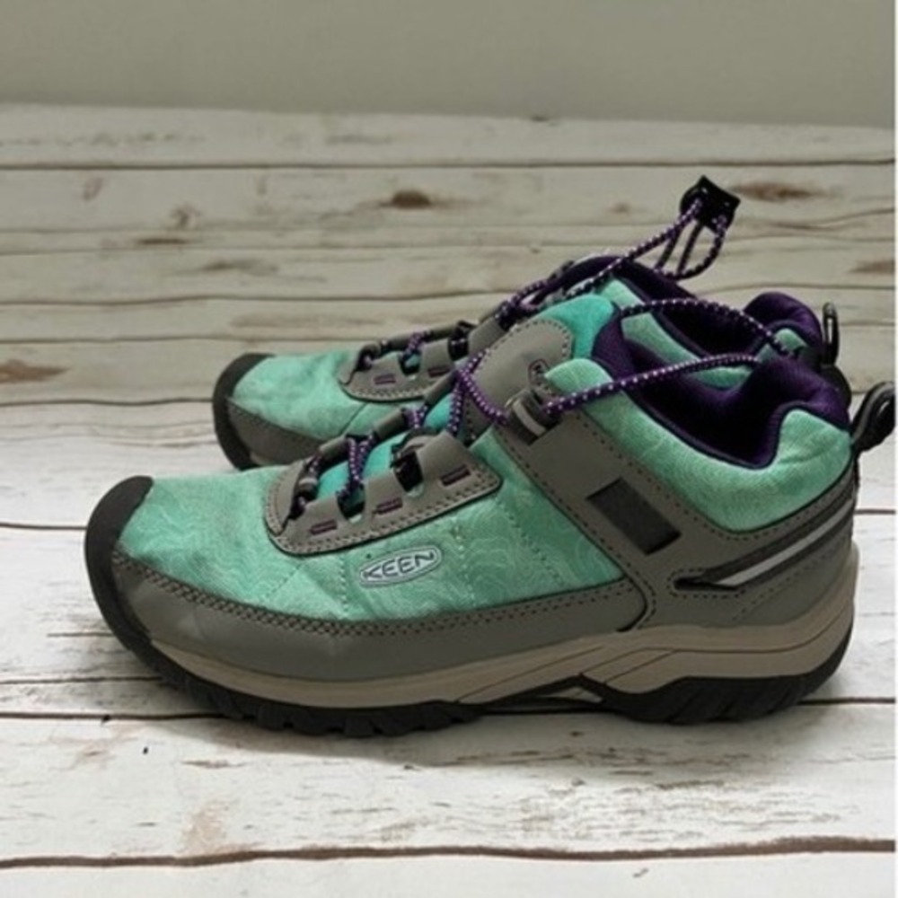 KEEN Hiking Shoes Aqua Gray Purple Bungee Lace Kids Size 4Y